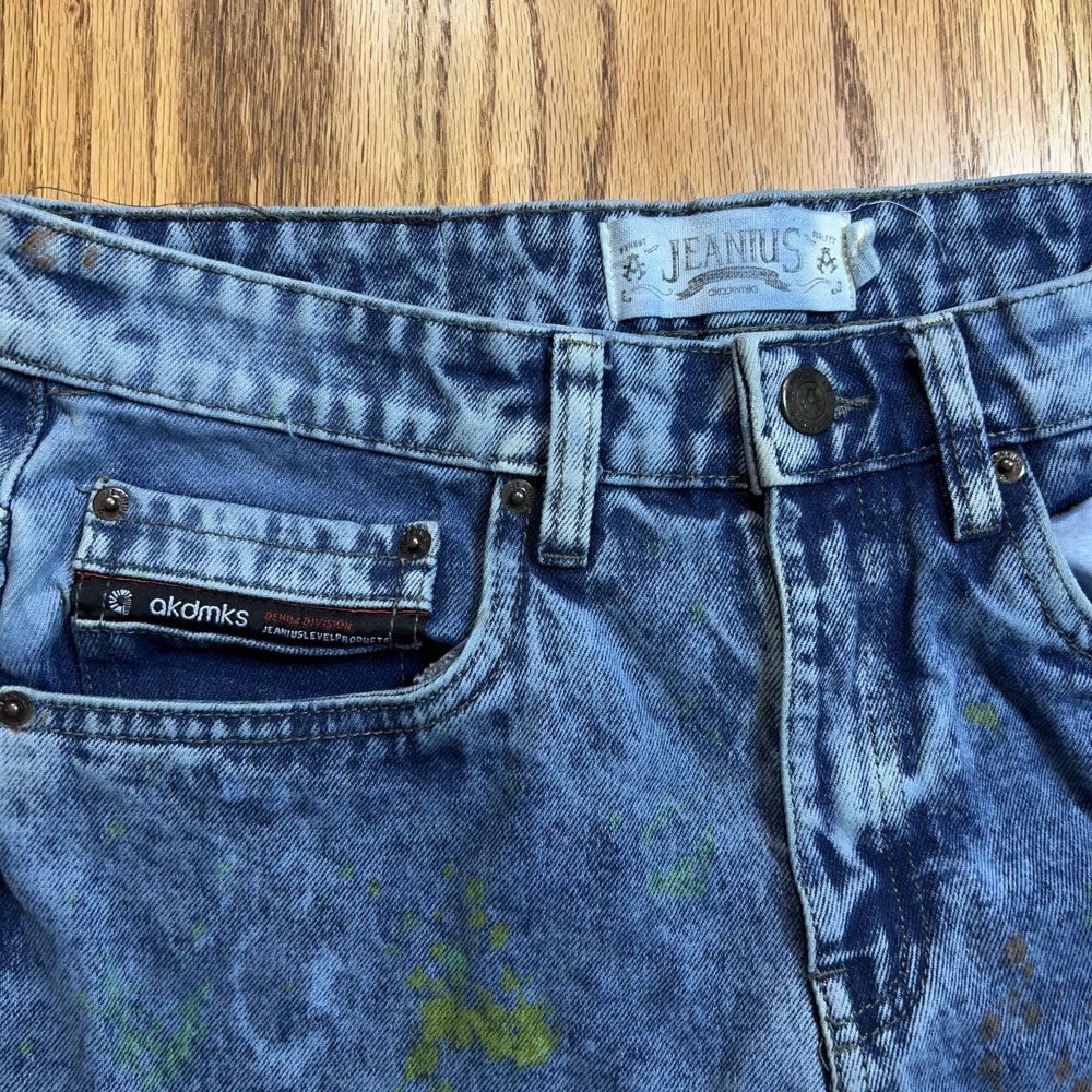 Akademiks Jeanius Distressed Paint Splatter Men's 30X32 Denim Jeans Straight Leg - Picture 4 of 11